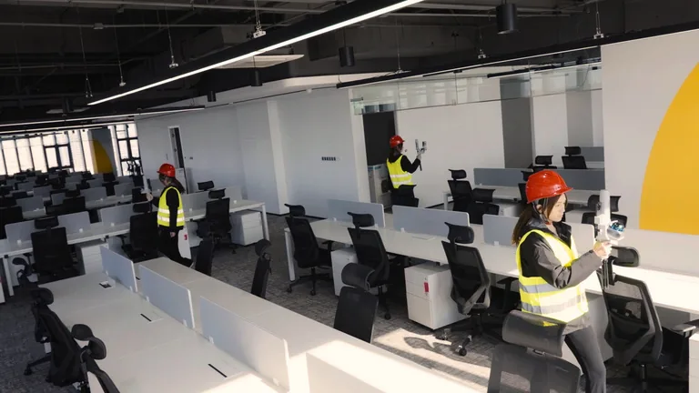Relevé architectural réalisé dans un bâtiment de bureaux